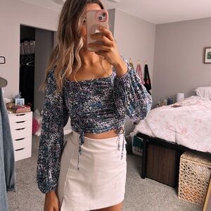 Floral Long Sleeve Crop Top, size XS